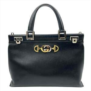 GUCCI Authentic Black Leather Horsebit Bag
